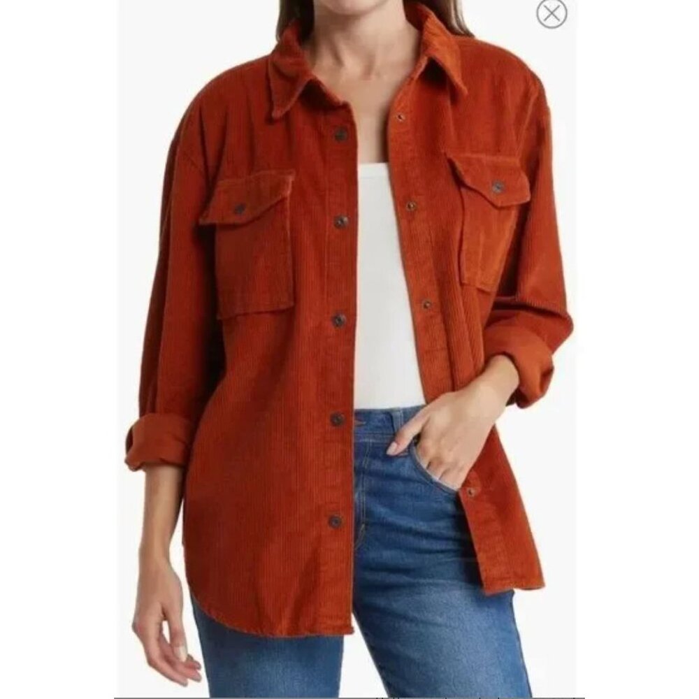 New without tags Size Small Kensie Cotton Corduroy Shacket Jacket in Gingerbisc